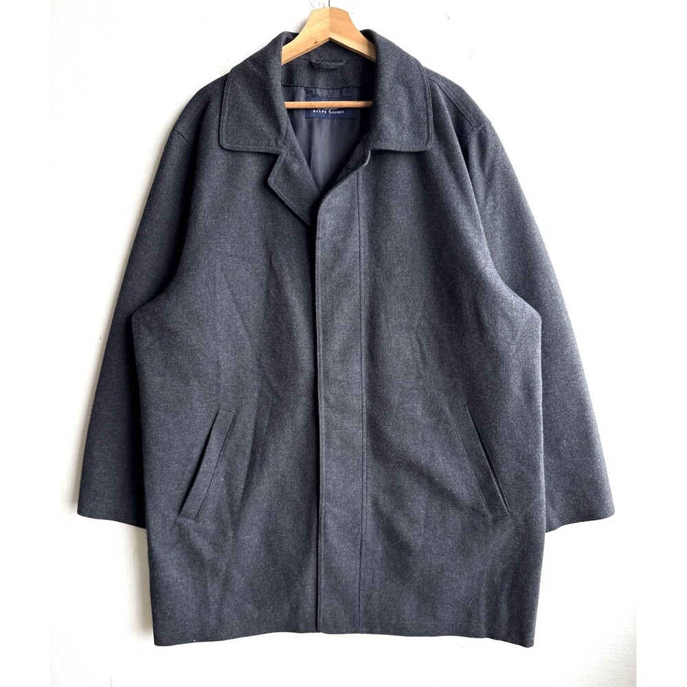 Ralph Lauren Overcoat Men's Size 46R Gray Wool Blend Coat Jacket Water Repellent